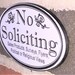 No Soliciting Sign, "No Soliciting etc." - Oval permanently laser engraved