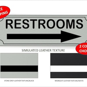 Laser Engraved &quot;RESTROOM Right Arrow&quot; Plastic Door/Wall Sign - Free Shipping