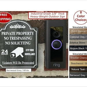 Private Property No Trespassing No Soliciting Camera Surveillance Door Bell Sign - FREE SHIPPING