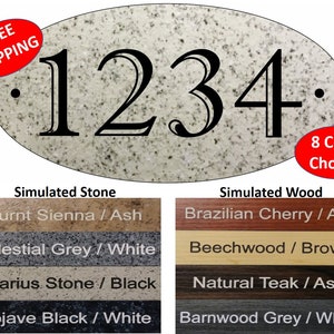 Oval House Number Sign, marble granite sign, wood sign, address sign HORIZONTAL