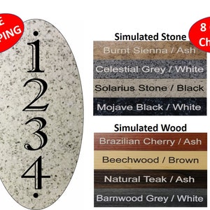 Oval House Number Sign, marble granite sign, wood sign, address sign VERTICAL