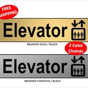 2" x 8" Heavyweight Laser Engraved "Elevator" Plastic Door / Wall Sign