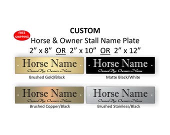 Placa personalizada grabada con el nombre "Caballo y propietario" - Envío gratuito