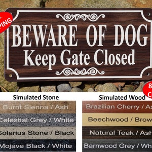4" x 8" "Beware of Dog Keep Gate Closed" Sign, Beware of Dog Sign - FREE SHIPPING
