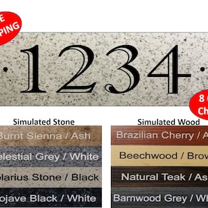 Rectangular House Number Sign, marble granite sign, wood sign, address sign, HORIZONTAL