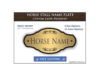 NUEVO diseño: placa de identificación para establo de caballos de alta resistencia de 1/8" de grosor - ENVÍO GRATIS.