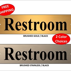 2" x 8" Heavyweight Laser Engraved "Restroom" Plastic Door / Wall Sign
