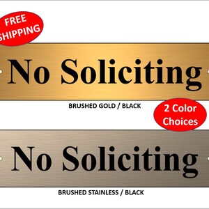 2" x 8" Heavyweight Laser Engraved "No Soliciting" Plastic Door / Wall Sign