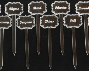 Herb Stakes - Clear Acrlyic Herb Garden Markers - FREE SHIPPING