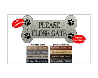 Letrero resistente con forma de hueso para perro: "Por favor, cierre la puerta". Letrero único para puerta de 10 x 20 cm (4" x 8"). Envío gratis.