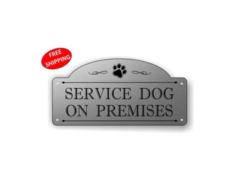 Letrero arqueado para puerta "Perro de servicio en las instalaciones" de 4 x 8 pulg., Letrero para valla, ENVÍO GRATUITO