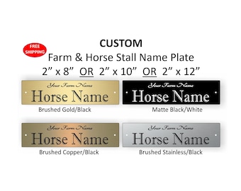 Placa personalizada grabada con el nombre de la granja y el caballo - Envío gratuito