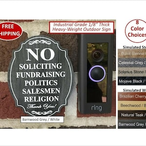 4" x 5" Heavy-Weight Laser Engraved - No Soliciting Etc. Door Bell Sign - FREE SHIPPING