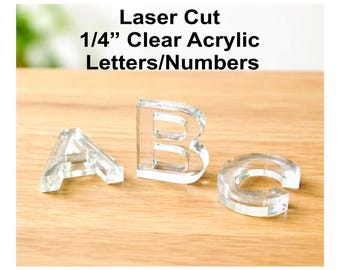Tamaño personalizado: letras y números de acrílico transparente de 6 mm de grosor, cortados con láser para manualidades, adornos para pasteles, etc.