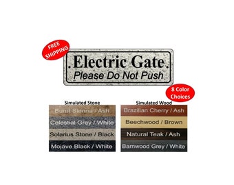 Puerta eléctrica de 3" x 9" O 2" x 6" Por favor, no presione el letrero, letrero de cerca, letrero de puerta, letrero de puerta eléctrica - ENVÍO GRATIS
