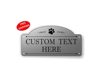 Signo de mascota "personalizado" arqueado de 4" x 8", signo de caja, signo de nombre, signo de puerta, signo de cerca - ENVÍO GRATIS