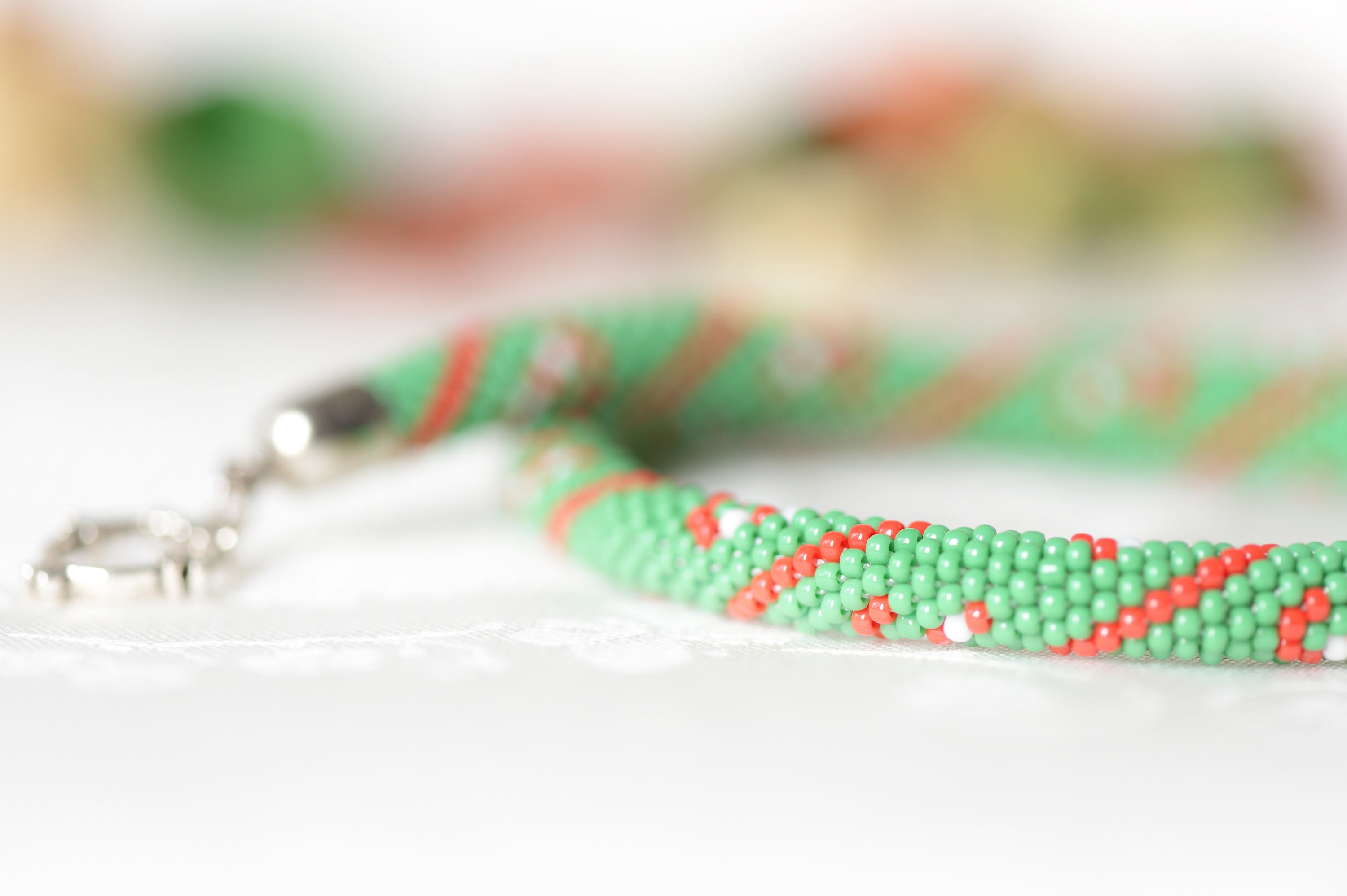 Bead Crochet Necklace candy Cane Beaded Etsy