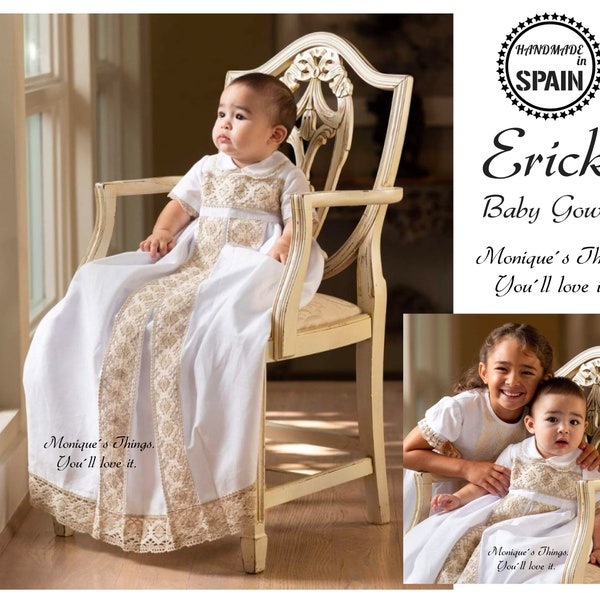 Unisex Christening Gown  ERICK/ Baptism Gown/Boys Christening gown/Baptism outfit for boy/Blessing gown/Christening gown/gown for girl/