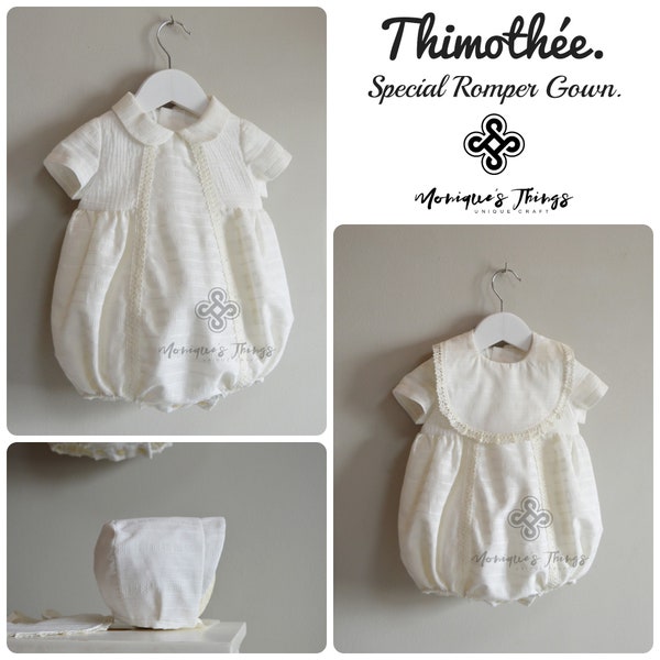 Luxury Romper Gown Model  THIMOTÉE . Baby Nb to 2 Years. Custom your OWN outfit. Wedding Baptism Christening Dedication Blessing Naming