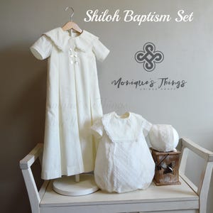 SHILOH LIMITED EDITION unisex christening set baptism gown cotton baptismal clothing boy girl blessing unisex baptism romper eco friendly