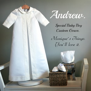 ANDREW Batón de Lujo. Rn a 18 Meses. Ropón bebé UNISEX. Crea tu PROPIO conjunto. Raso Duquesa .Ceremonia especial. Unico. Reliquia. Bautismo