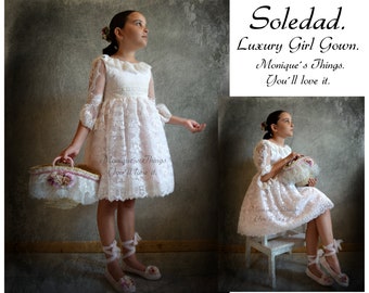 SOLEDAD Classic Spanish Luxury Girl Dress. Custom your own outfit REAL HANDMADE. Communion Wedding Flower Ceremony heirloom Blessing Easter