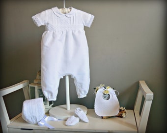 Luxury Romper Gown Model JACKSON. Baby Nb to 2 Years. Swiss Batiste. Custom your OWN outfit. Wedding Baptism Christening Dedication Blessing