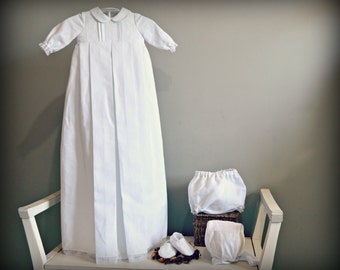 Baby Christening Gown. Mod KENDALL.UNISEX.Nb-18M.Linen,fine lace.Custom your OWN outfit.Special celebration.Baptism.Naming.Blessing.Heirloom