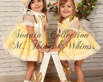 FARA. Ensemble robe bébé ou fille TAILLES STANDARD Pâques. Anniversaires, goûters, célébrations du printemps et de l&#39;été. Accessoires