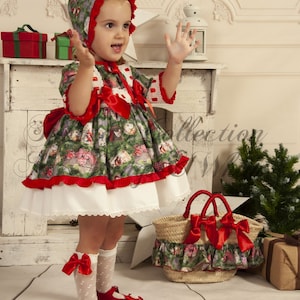 Robe de Noël II pour bébé et fille. Tailles standard. Robe de Noël pour Thanksgiving. Fêtes. Séance photo pour soirée à thème.