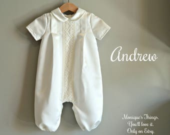 Luxury Romper GOWN ANDREW Baby boy. Deluxe satin fabric. Custom your OWN outfit. Naming day Baptism Christening Dedication Blessing Easter