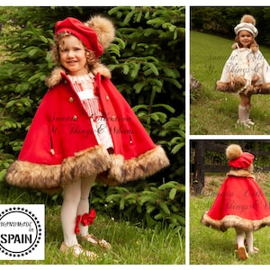 LAYER - CAPE - Cloak Winter COAT. Baby toddler & Girls. Daily Used or Special celebrations. spanish fashion Accessories are sold separately