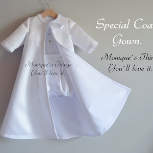 Luxury Long COAT. Unisex. Design to match with our romper gowns. Ceremony, Special day, Baptism, wedding, easter, chrismats. Family Heirloom
