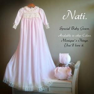 NATI, CHRISTENING GOWN,baptism dress,christening wear,girl baptism clothing,baptism wear uk, baptism wear spain, luxury baptism,naming day