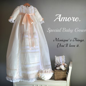 AMORE Classic Spanish Luxury Baby Gown. Custom your outfit, REAL HANDMADE. Naming Ceremony Baptism Christening Dedication Blessing Easter image 1