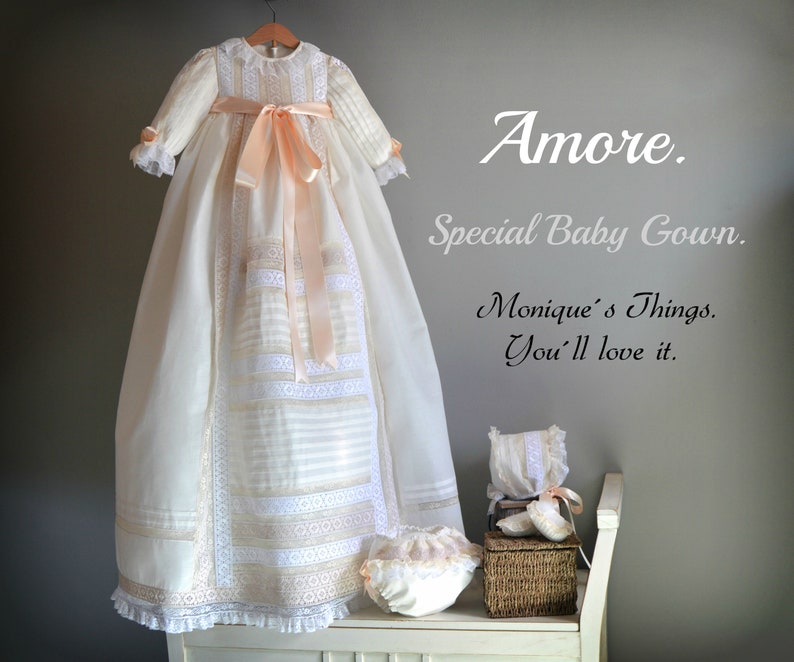 AMORE Classic Spanish Luxury Baby Gown. Custom your outfit, REAL HANDMADE. Naming Ceremony Baptism Christening Dedication Blessing Easter image 1