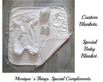BLANKET Special silk/minky blanket. Custom Blankets. Create your own design. Baby Blanket. Special day o daily use. Baptism, Baby showers,