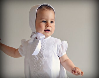 Luxury Romper Gown Model ROMAN. Baby Nb to 2 Years. Swiss Batiste. Custom your OWN outfit. Wedding Baptism Christening Dedication Blessing