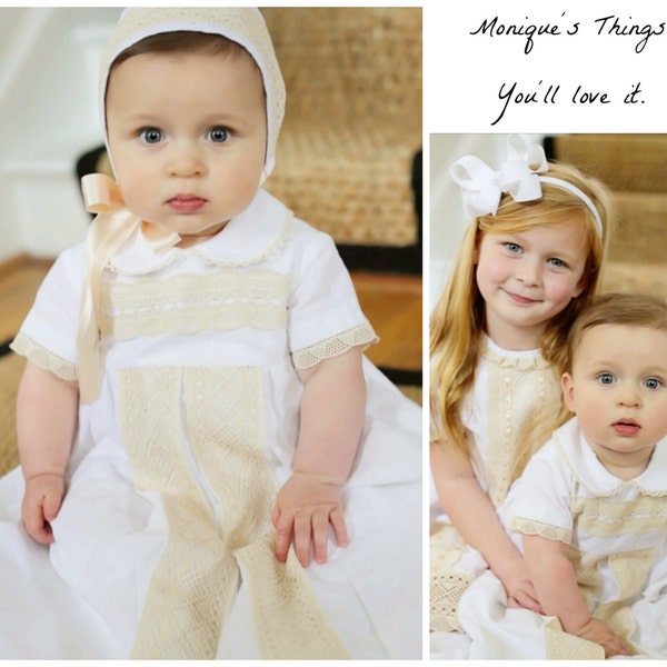 Unisex Christening Gown CARLOS/ Baptism Gown/Boys Christening gown/Baptism outfit for boy/Blessing gown/Christening gown/gown for girl/