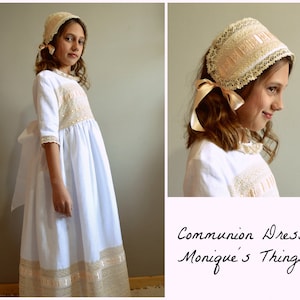 first Girl COMMUNION Dress. Model PATRICIA. .Create your OWN communion outfit.+ 6 years old girl. Special finished and design.