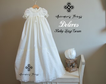 DOLORS. CHRISTENING baby Gown.Nb-12M.Unisex.baptism wear.Special celebration.Christening clothing.Baptism.Naming day.Blessing.Heirloom