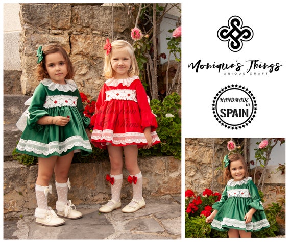 SHARON. Baby toddler girl christmas dress STANDARD Sizes. Christmas Thanksgiving dress. Full skirt dress. Birthday winter SMOCKED
