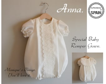ANNA BAPTISM ROMPER christening romper Christian blessing or naming unisex, baby, girl or boy, luxury romper to match Anna clothing