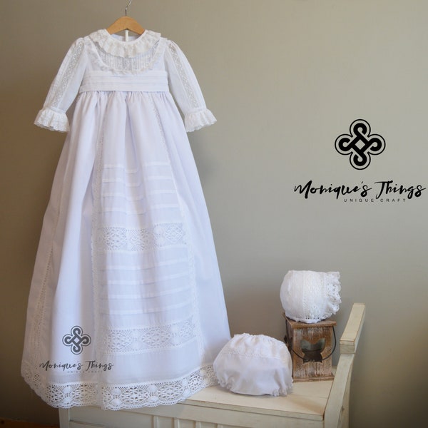 SERAPHINE christening gown unisex deluxe 35/40 inches long SWISS batiste  baptism girl boy wear blessing gown naming day gown
