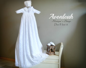 AVONLEAH Baby baptism Gown.Nb-18M.Unisex.christening clothing.Special celebration.Christening gown.christening wear.Blessing.Heirloom lace