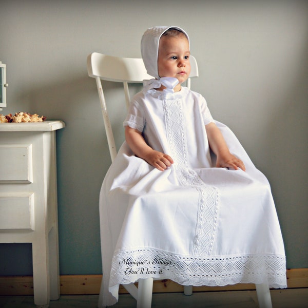 DENNIS.UNISEX christening Gown.baptism clothing.swiss batiste,Bobbin lace.Naming.Baptism.Christening gown.Dedication.Blessing,girl/boy cloth