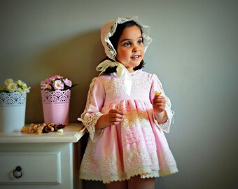 ROMINA (1T to 6Y+).Flower Dress.Gown.,bobbin lace.Custom your OWN outfit.Baptism.Heirloom.Easter.Wedding.pageant.Birthday.Tea party.
