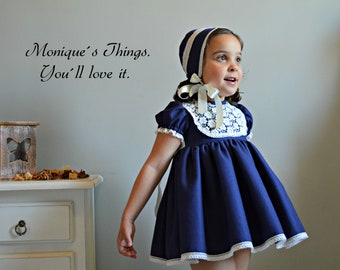 SILVESTRE 2.NB to 8 Years.Baby.Toddler.Girl.Dress.Special occasion or daily use.Unique.Retro.Vintage.Different colors.satin