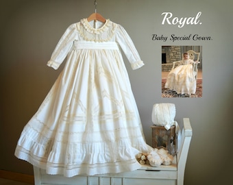 ROYAL Classic Spanish Baby Luxury Gown. Custom your outfit. REAL HANDMADE. Naming Ceremony Baptism Christening Dedication Blessing Easter