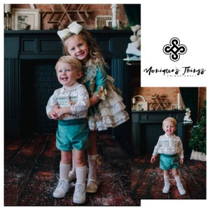 JASPER handmade smocked Baby.Toddler.Boy.CHRISTMAS Outfit.Shirt&Pants.X-mas.Thaksgiving day.Spanish clothes.Birthday,Party,Special occasion